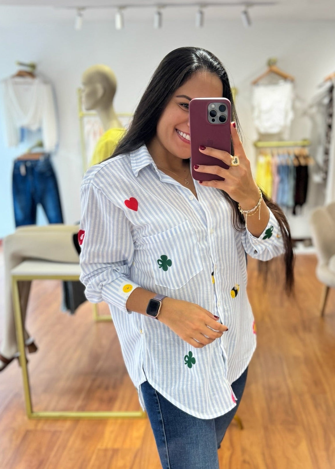 Camisa oversize en lino rayas