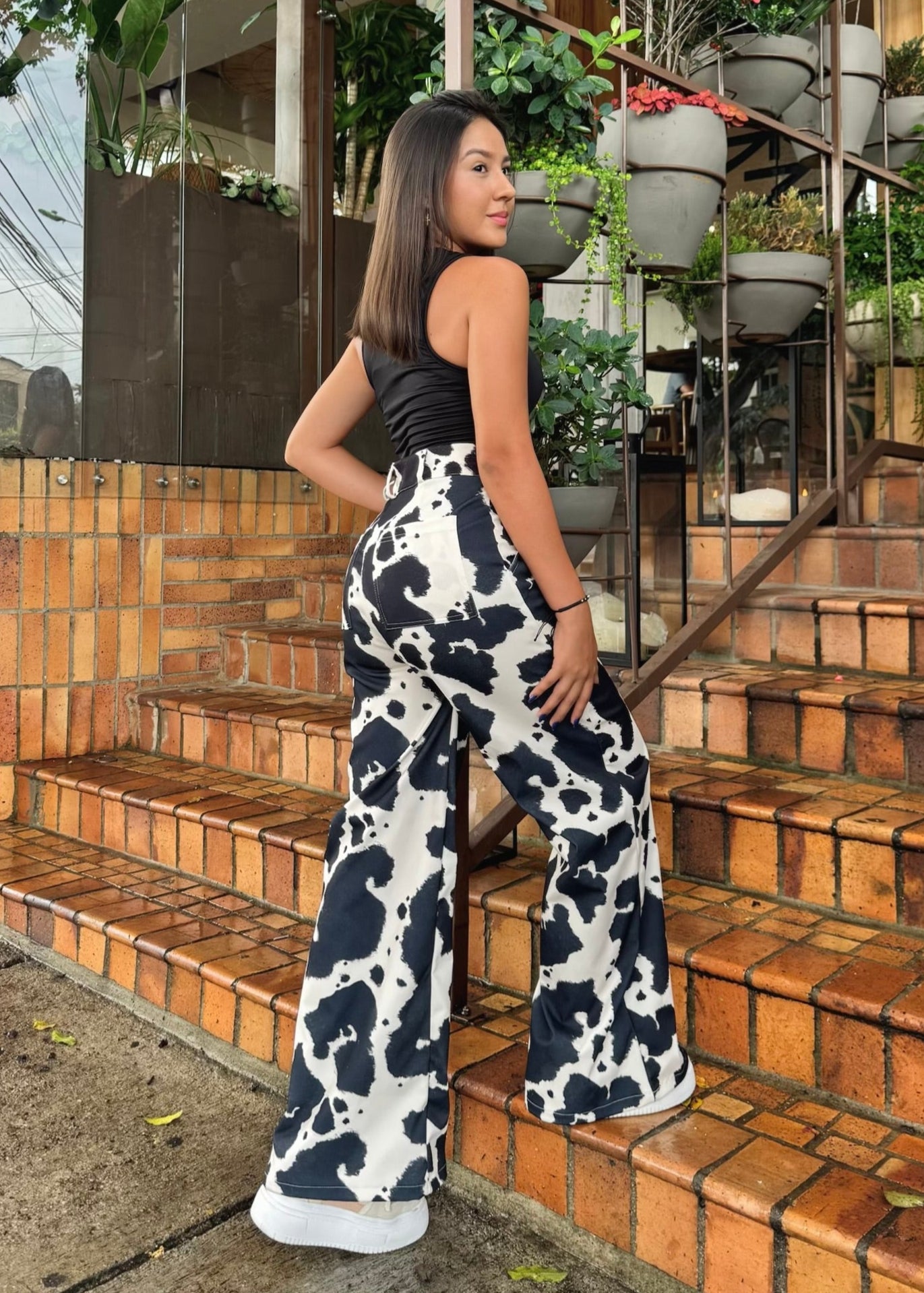 Pantalon cow print negro
