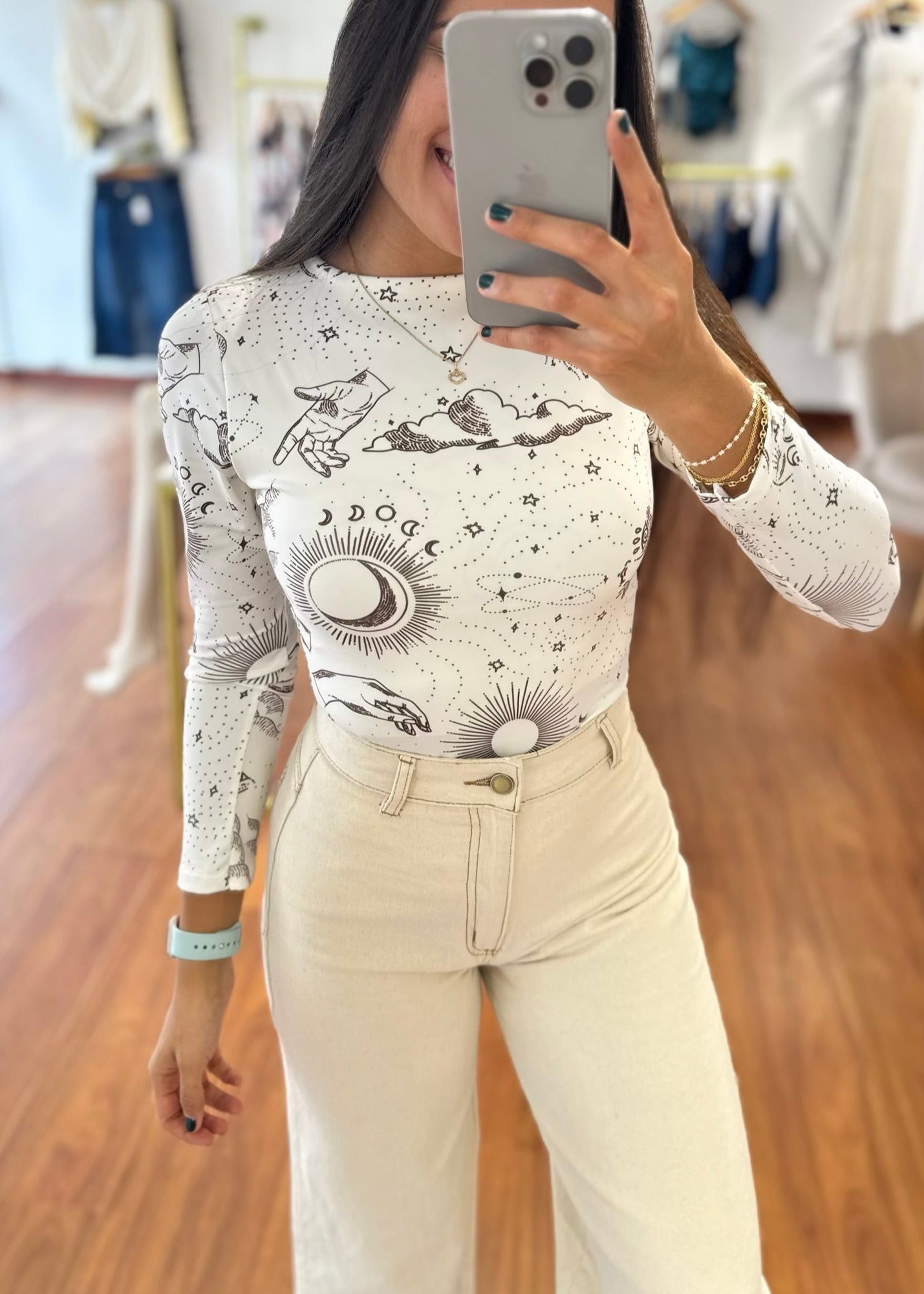 Body Natasha manga larga blanco