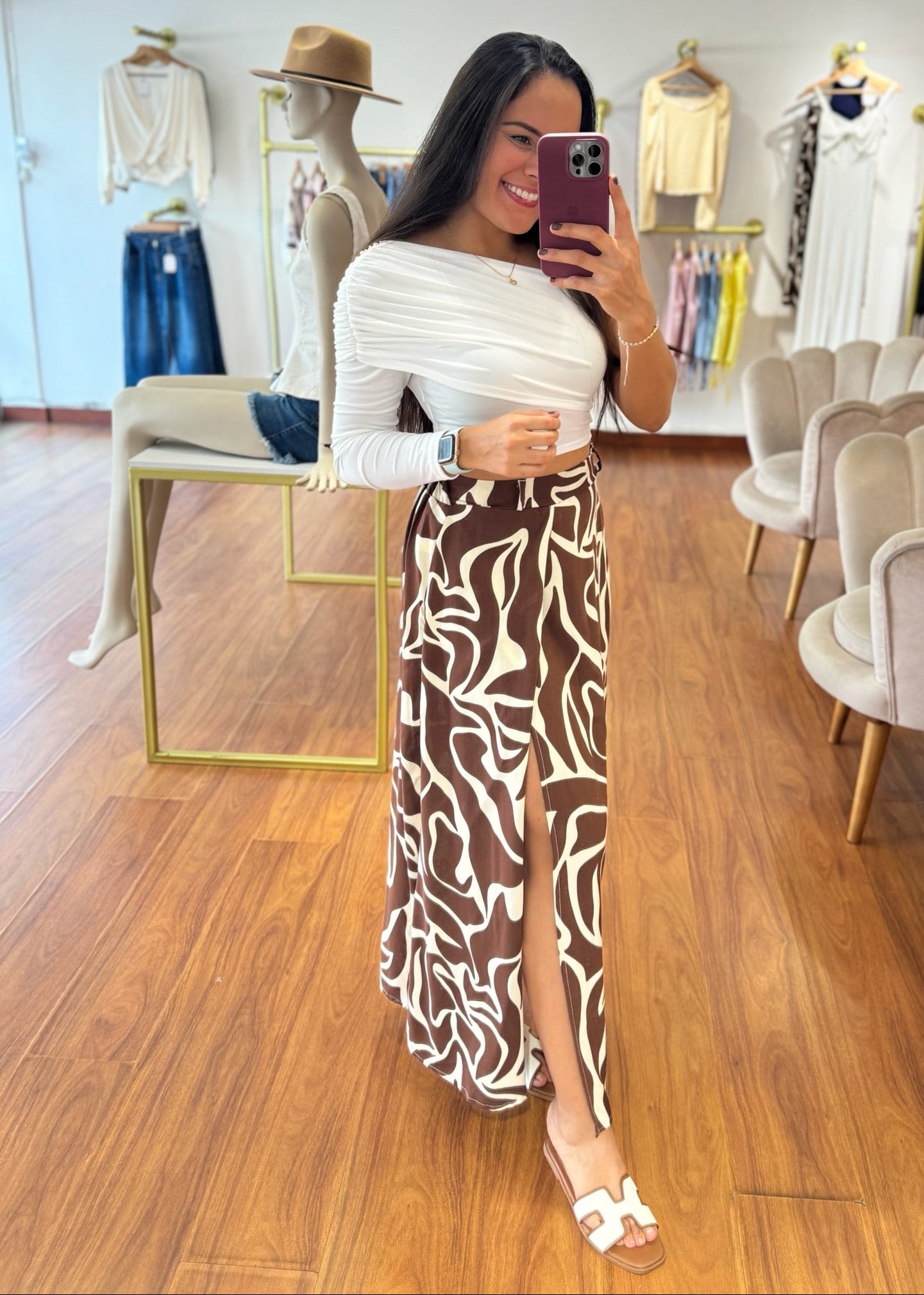 Falda larga Florinda cafe