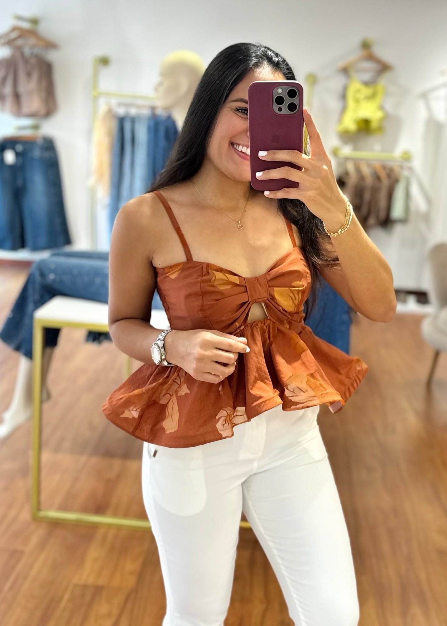 Blusa Peplum terracota