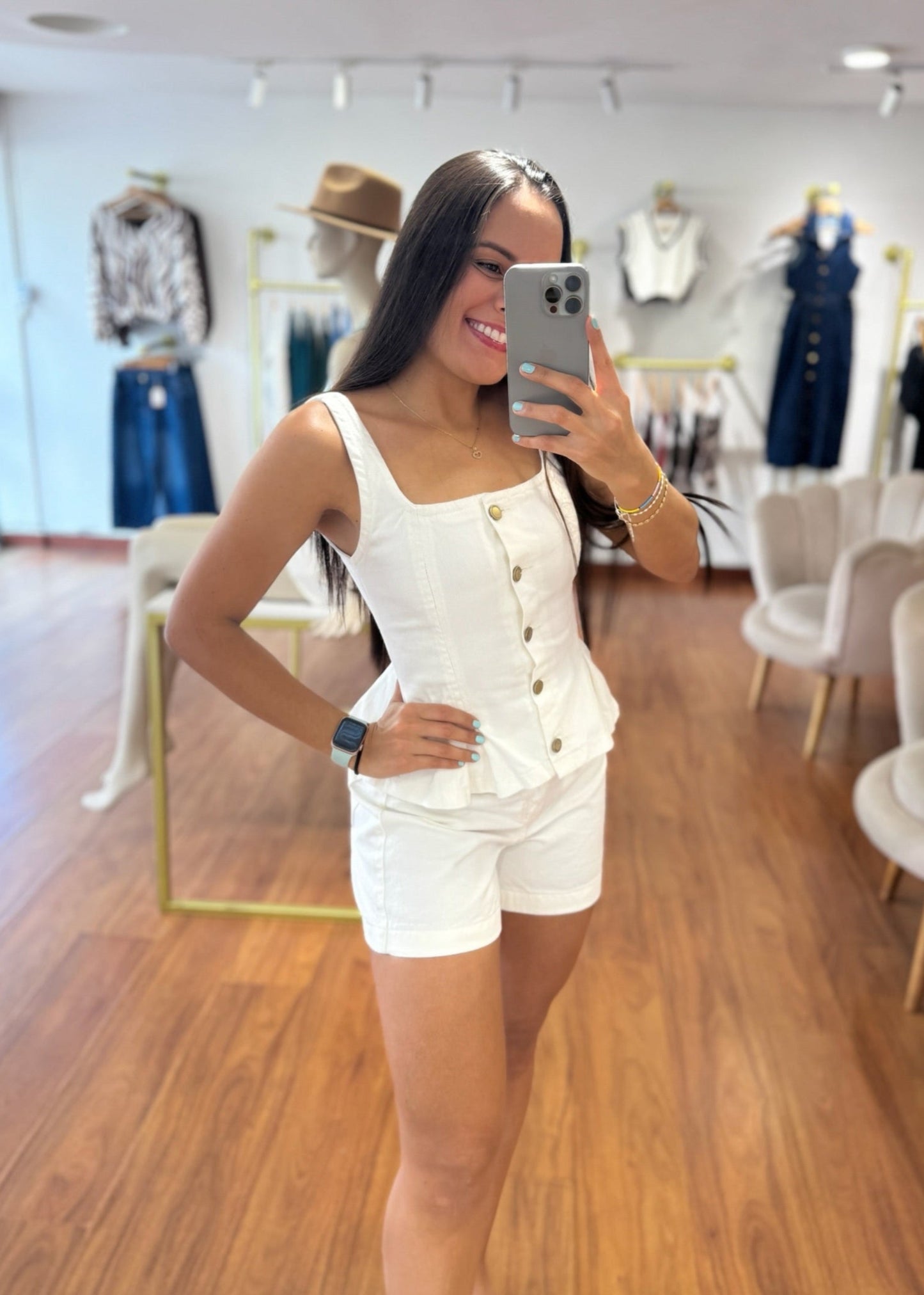 Blusa de jean marfil
