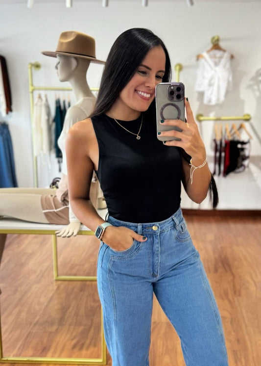 Body basico manga sisa negro