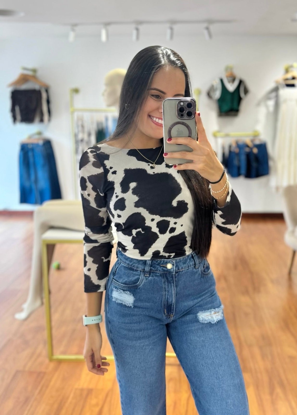 Body cow print negro