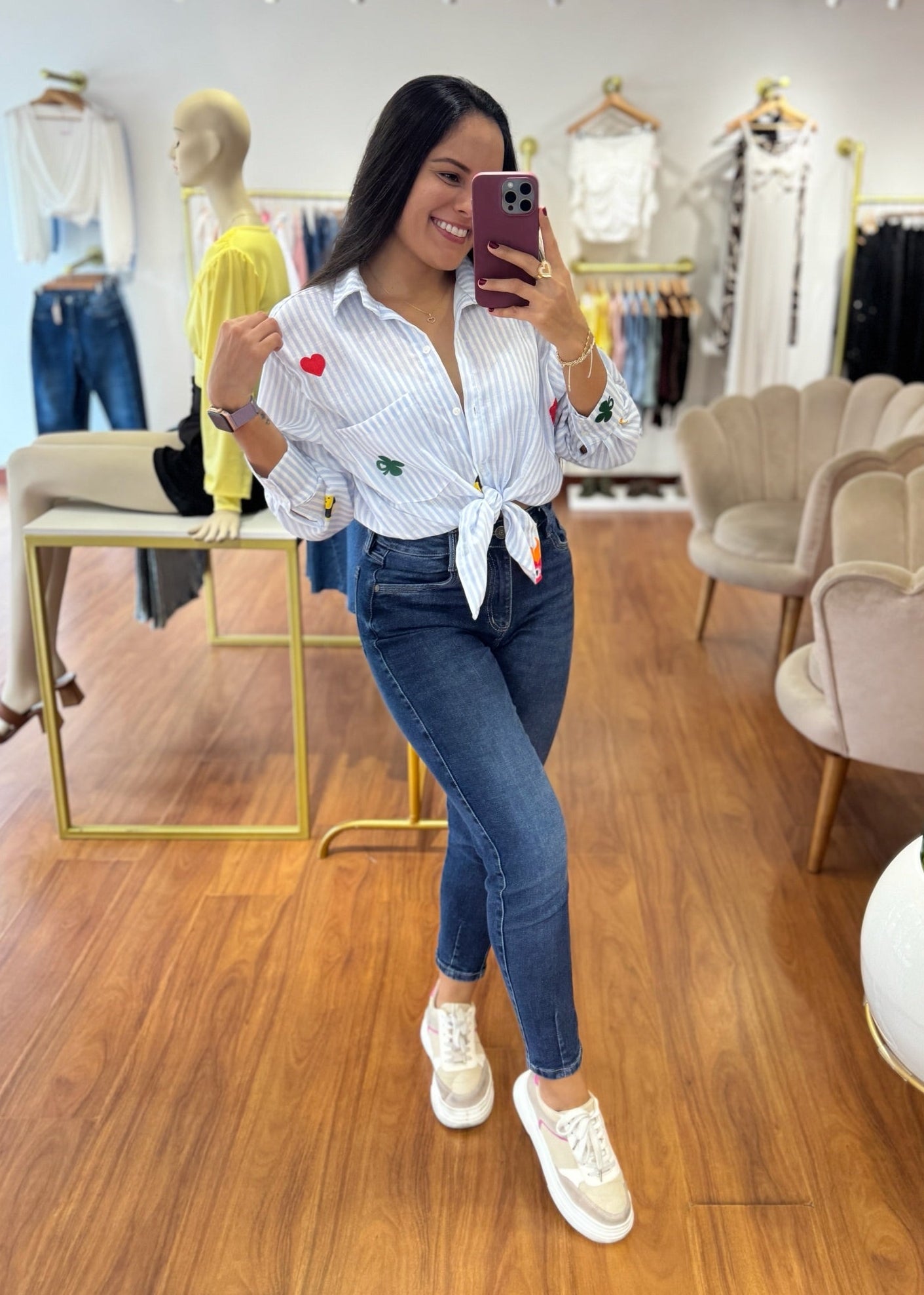 Camisa oversize en lino rayas