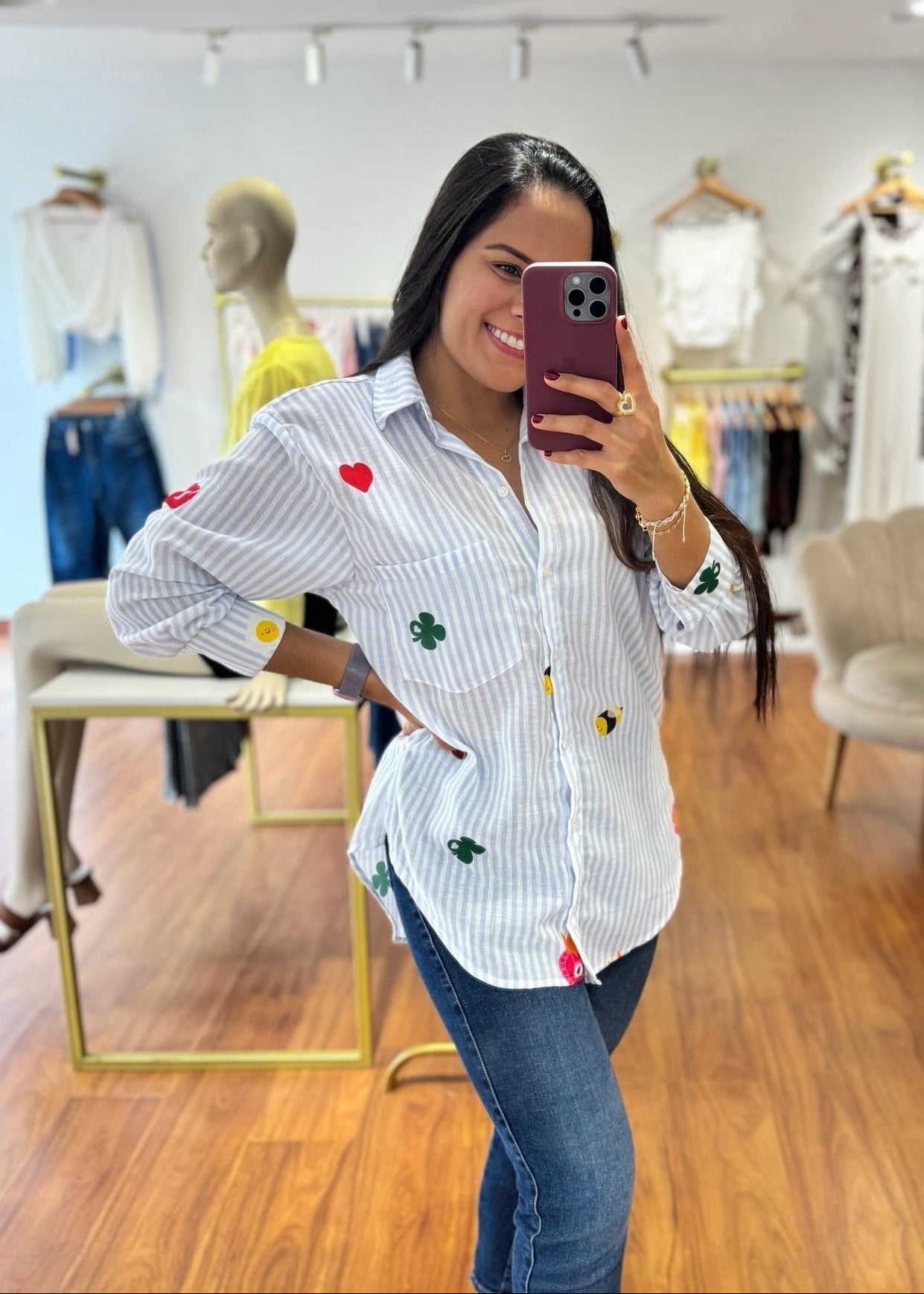 Camisa oversize en lino rayas