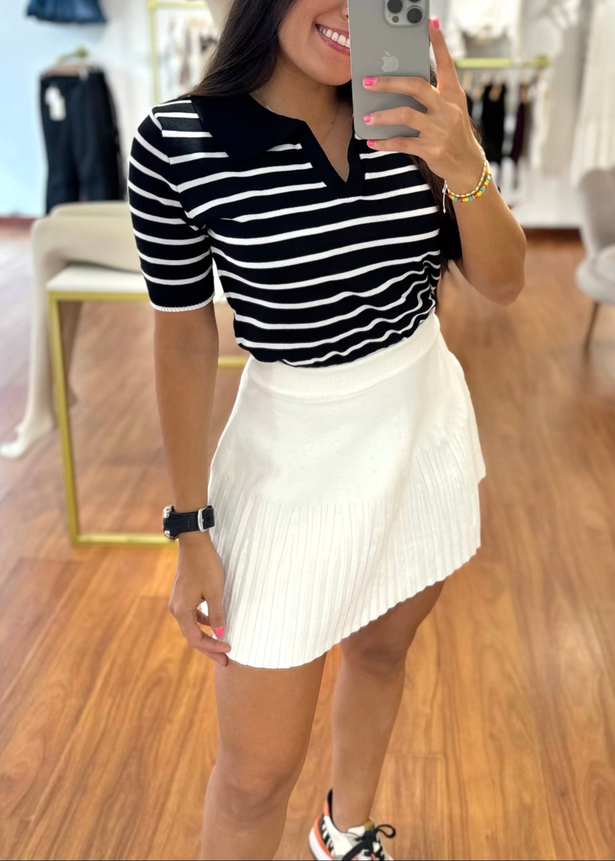Falda corta tejido en hilo blanca