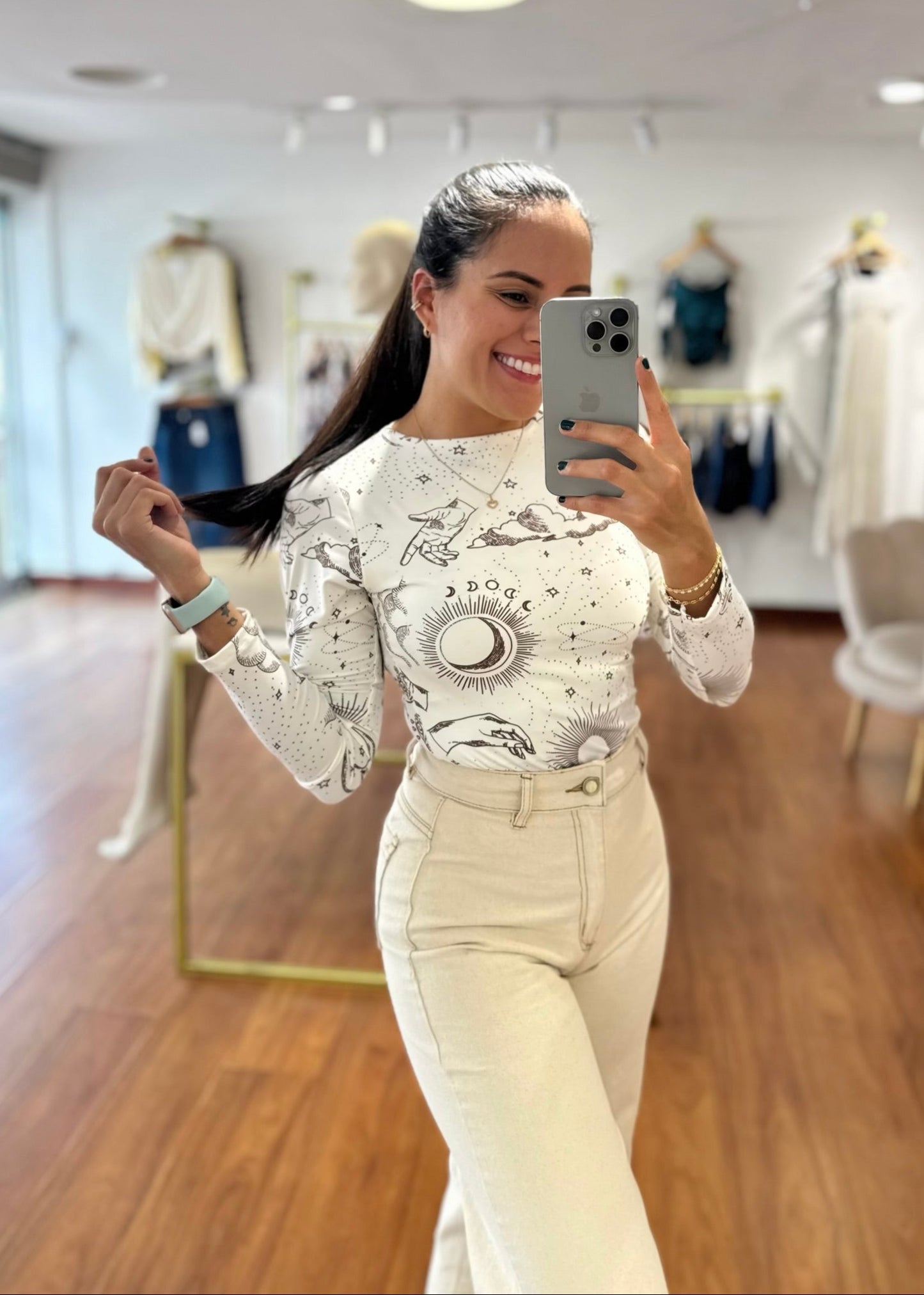 Body Natasha manga larga blanco