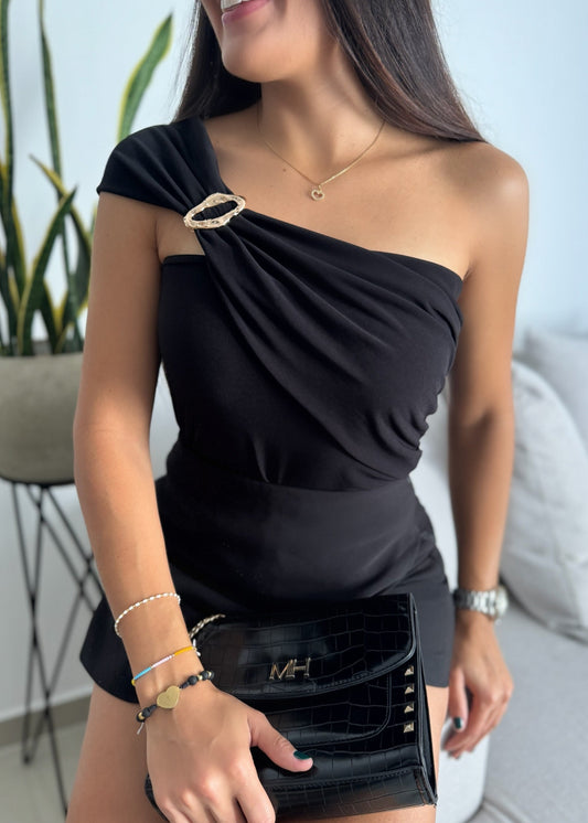 Body Ariel negro con hebilla