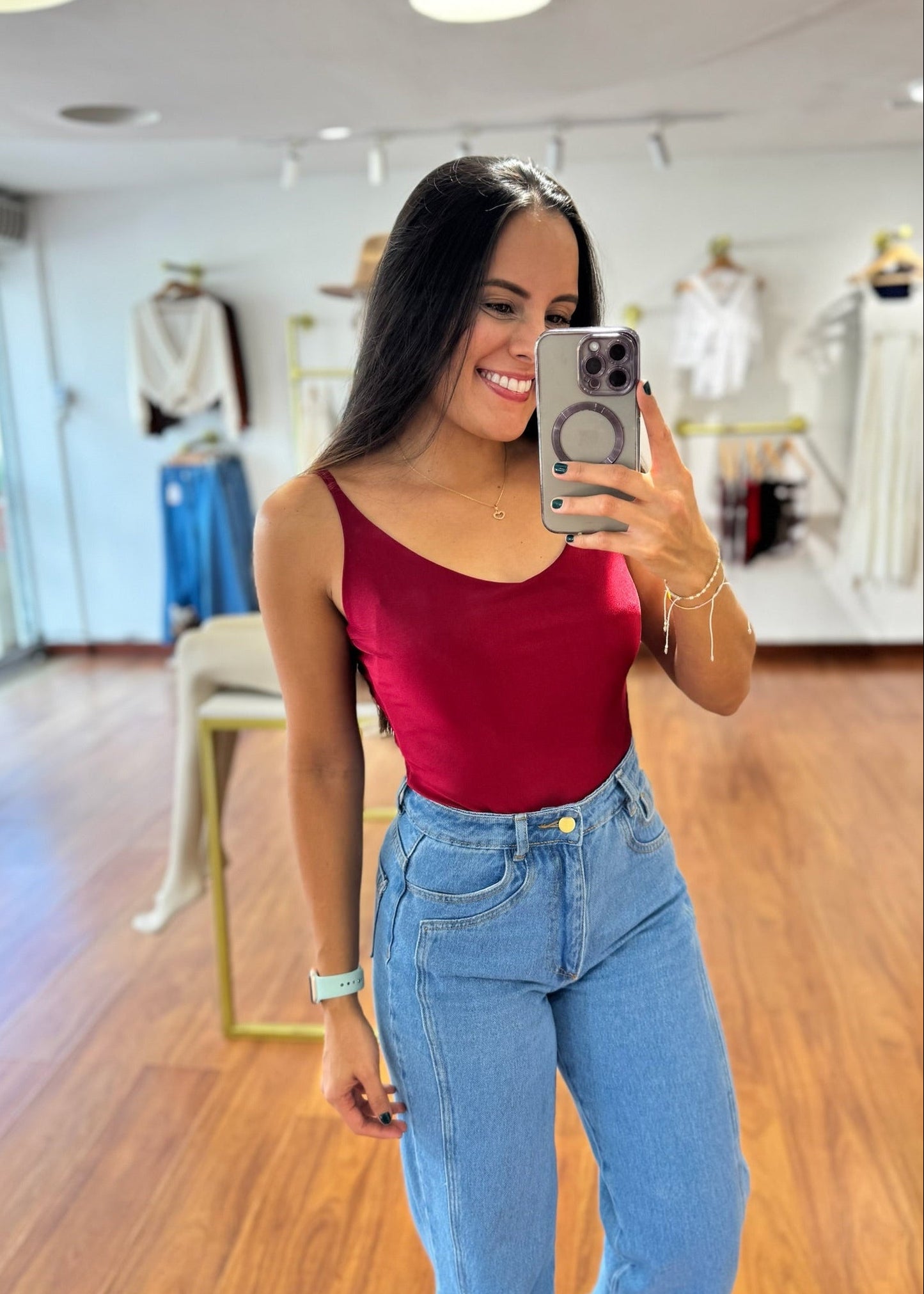 Body basico tiras rojo/vino