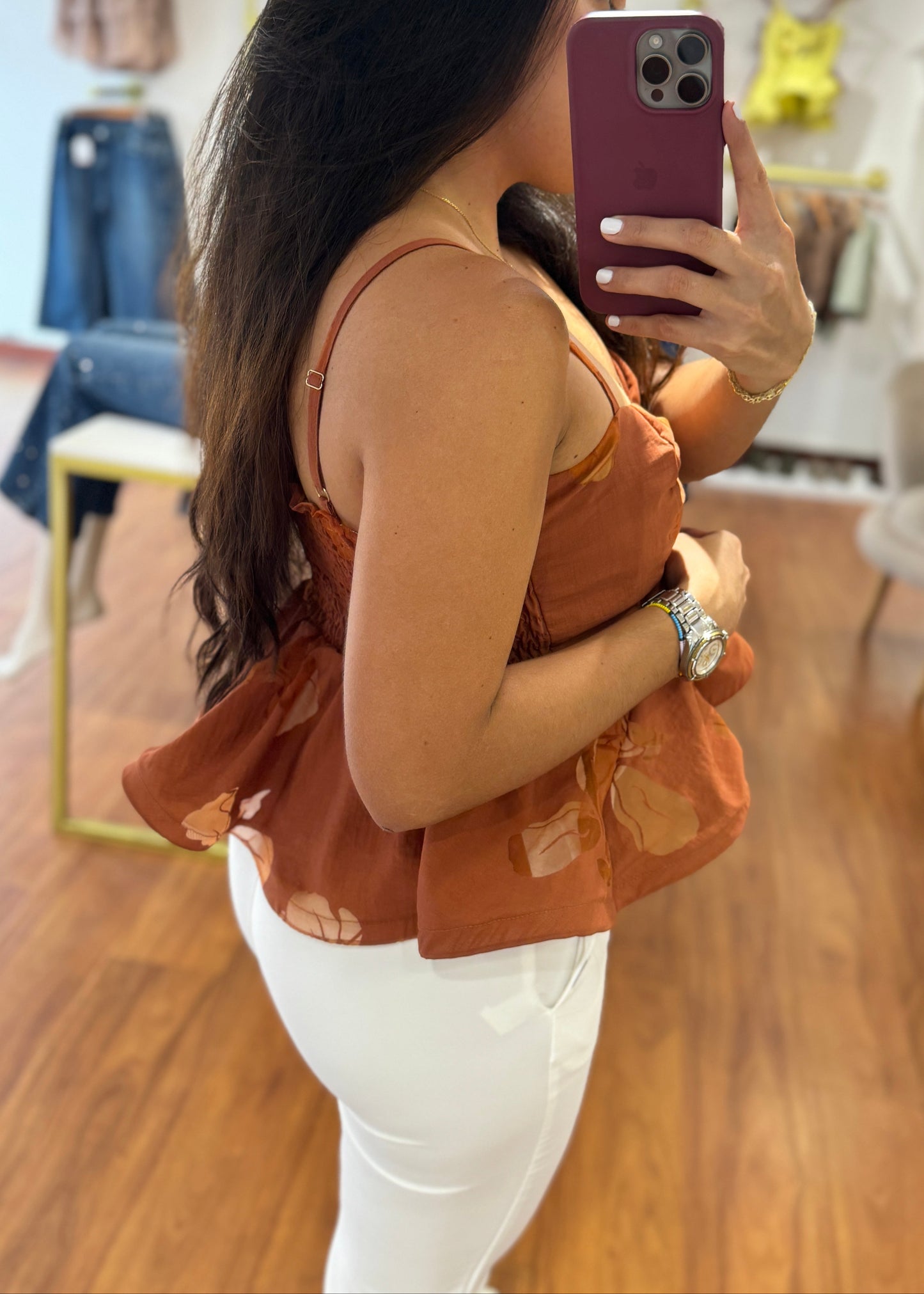 Blusa Peplum terracota