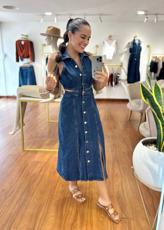 Vestido de Jean largo oscuro