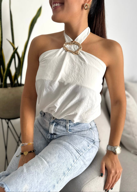 Blusa halter blanca