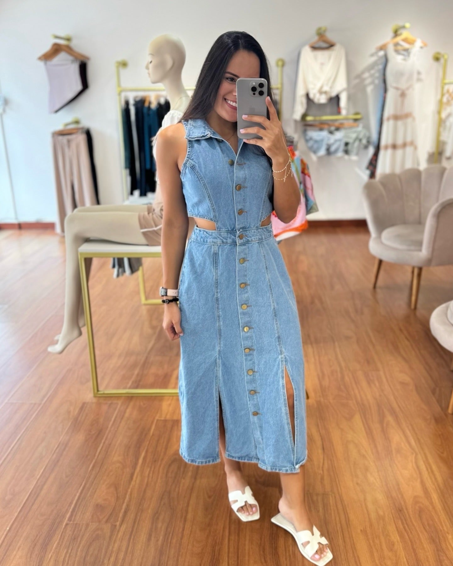 Vestido en Jean largo claro
