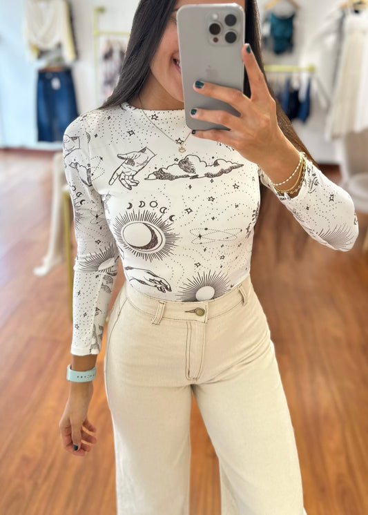 Body Natasha manga larga blanco