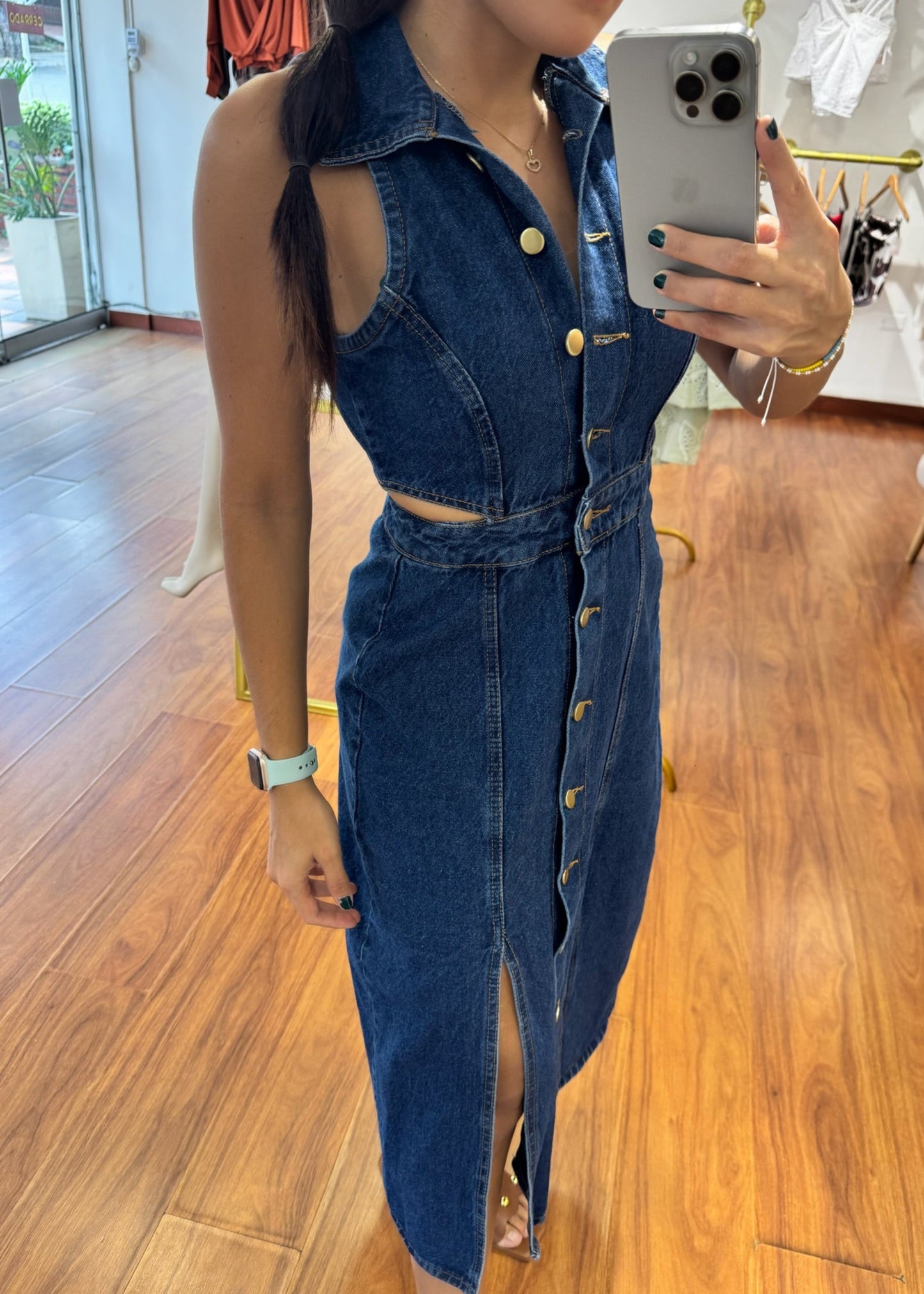 Vestido de Jean largo oscuro