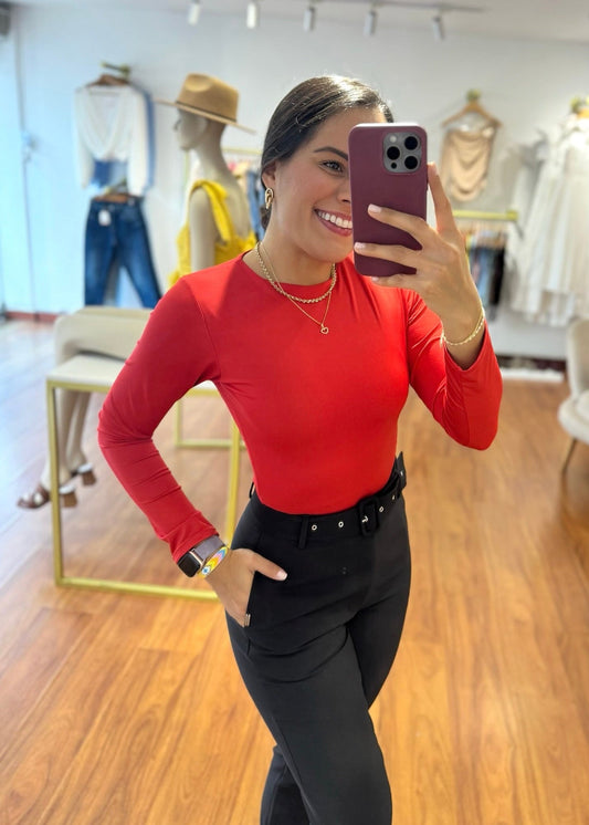 Body manga larga rojo