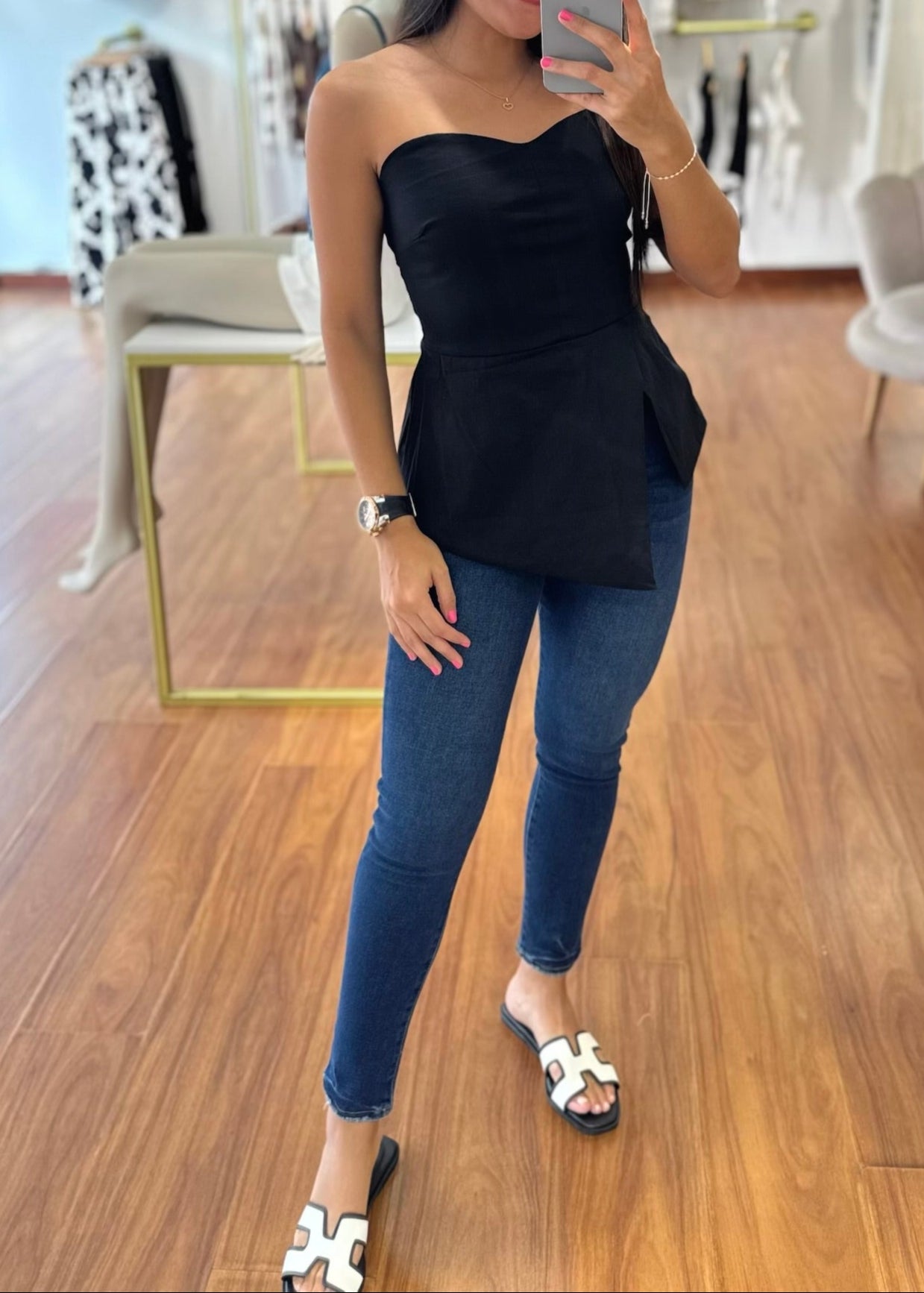 Sandalias Ámbar negro con blanco