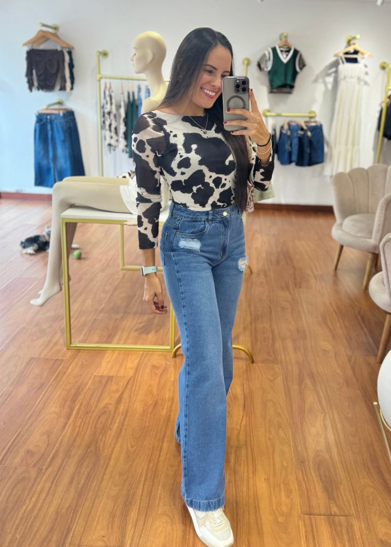 Body cow print negro