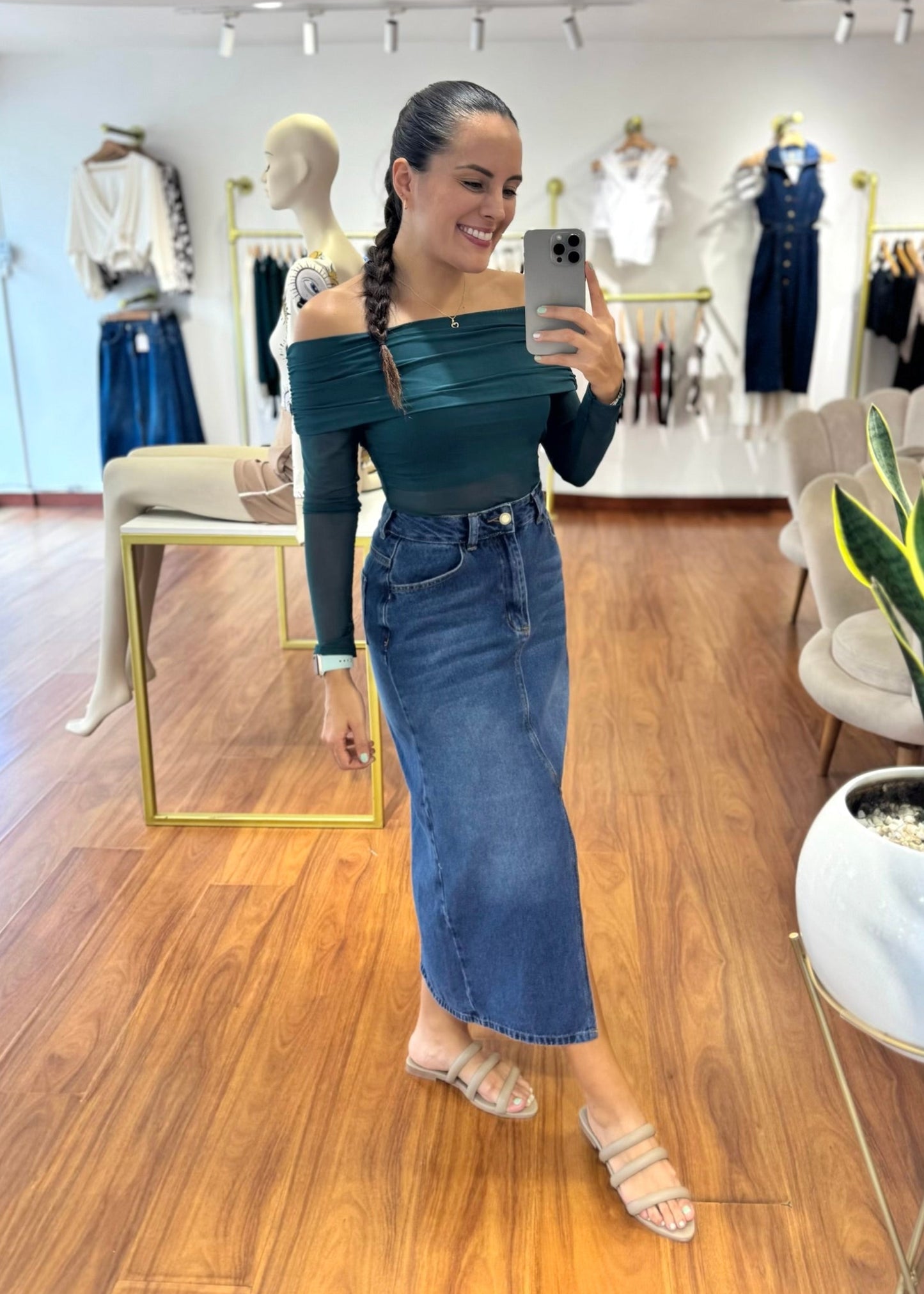Blusa cuello bandeja verde