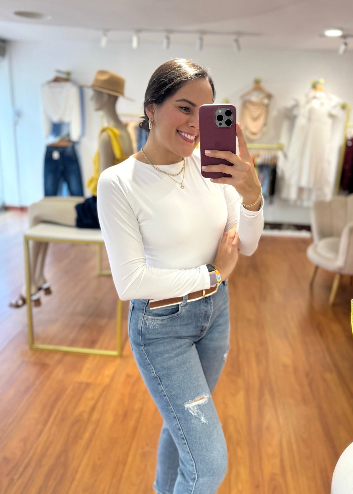 Body manga larga blanco