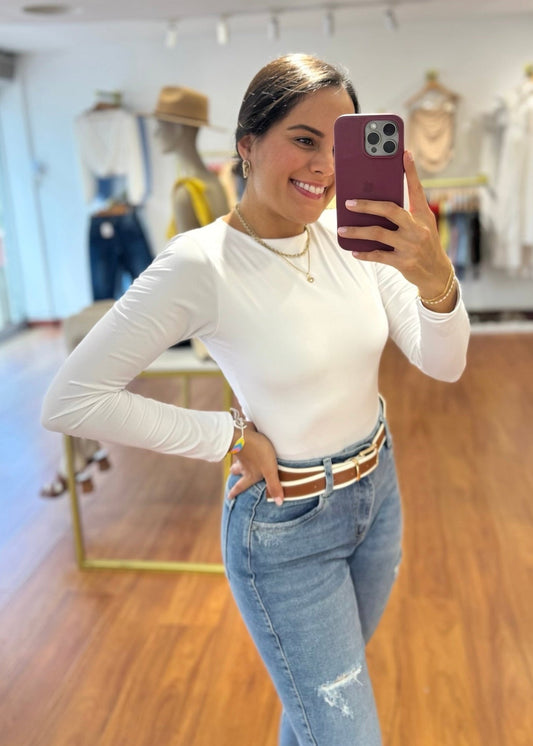 Body manga larga blanco
