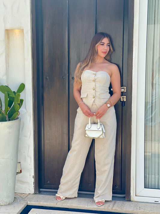 Set Dominic en lino beige