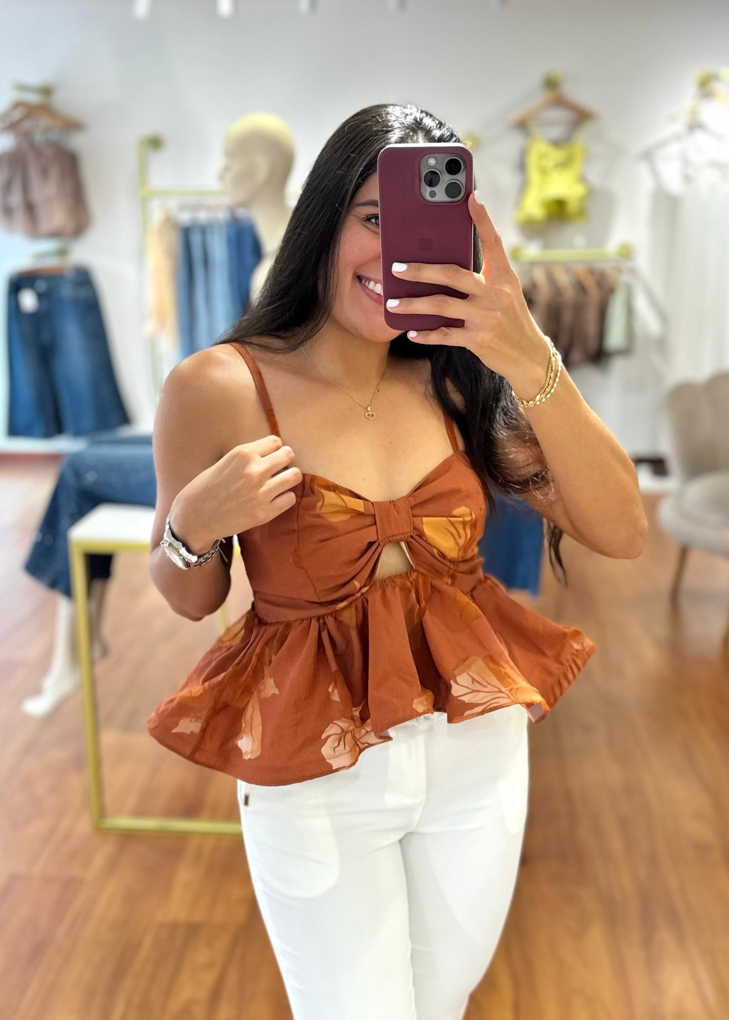 Blusa Peplum terracota