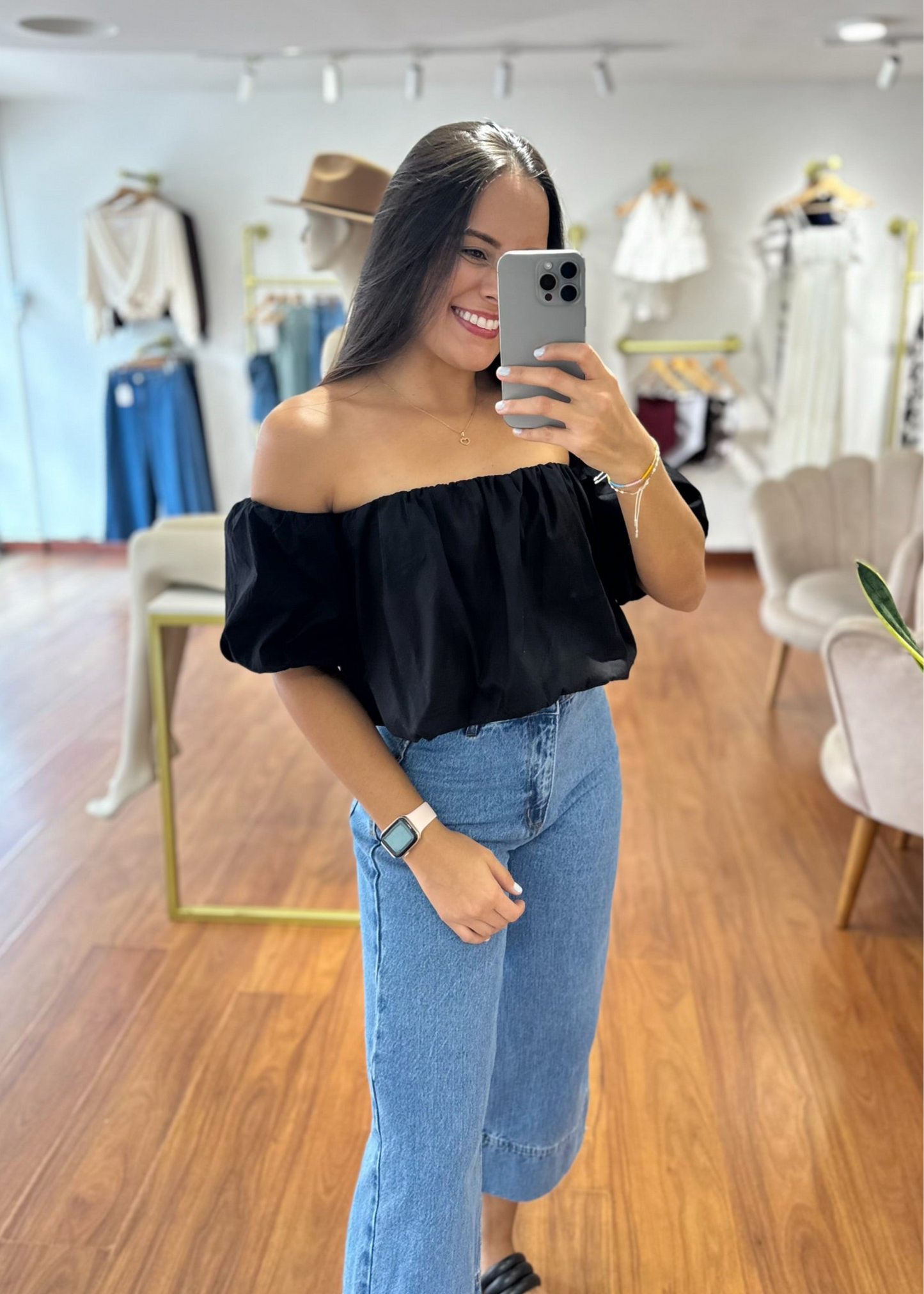 Blusa Lourdes globo negra