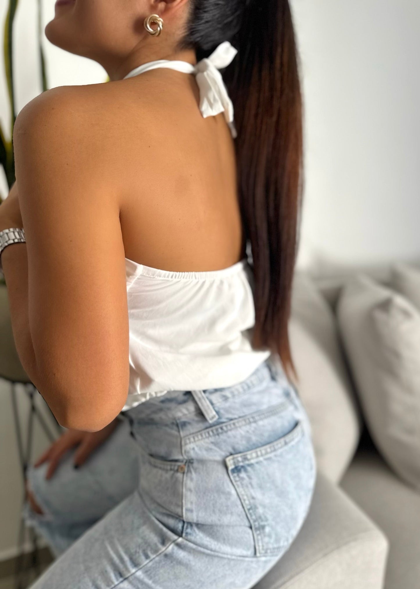 Blusa halter blanca