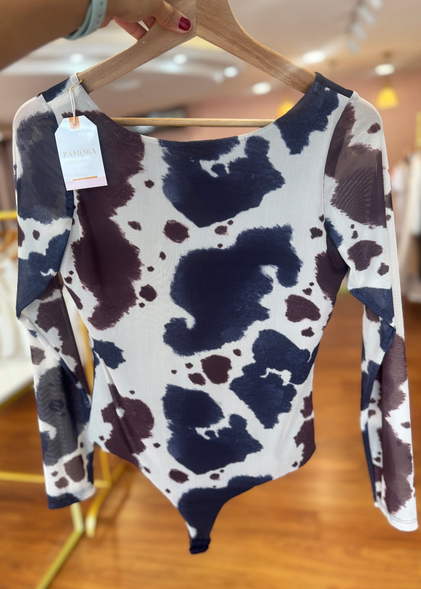 Body cow print azul/vino