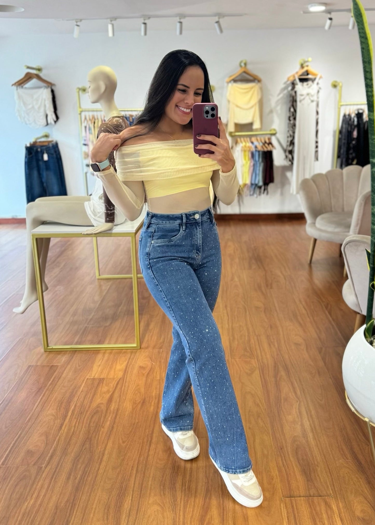 Jean brillos tono medio