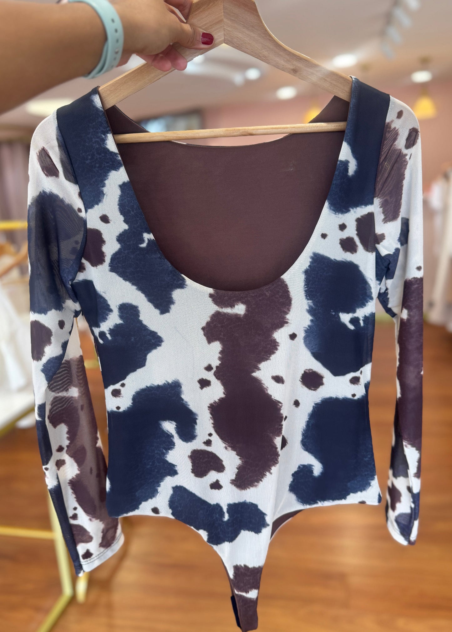 Body cow print azul/vino