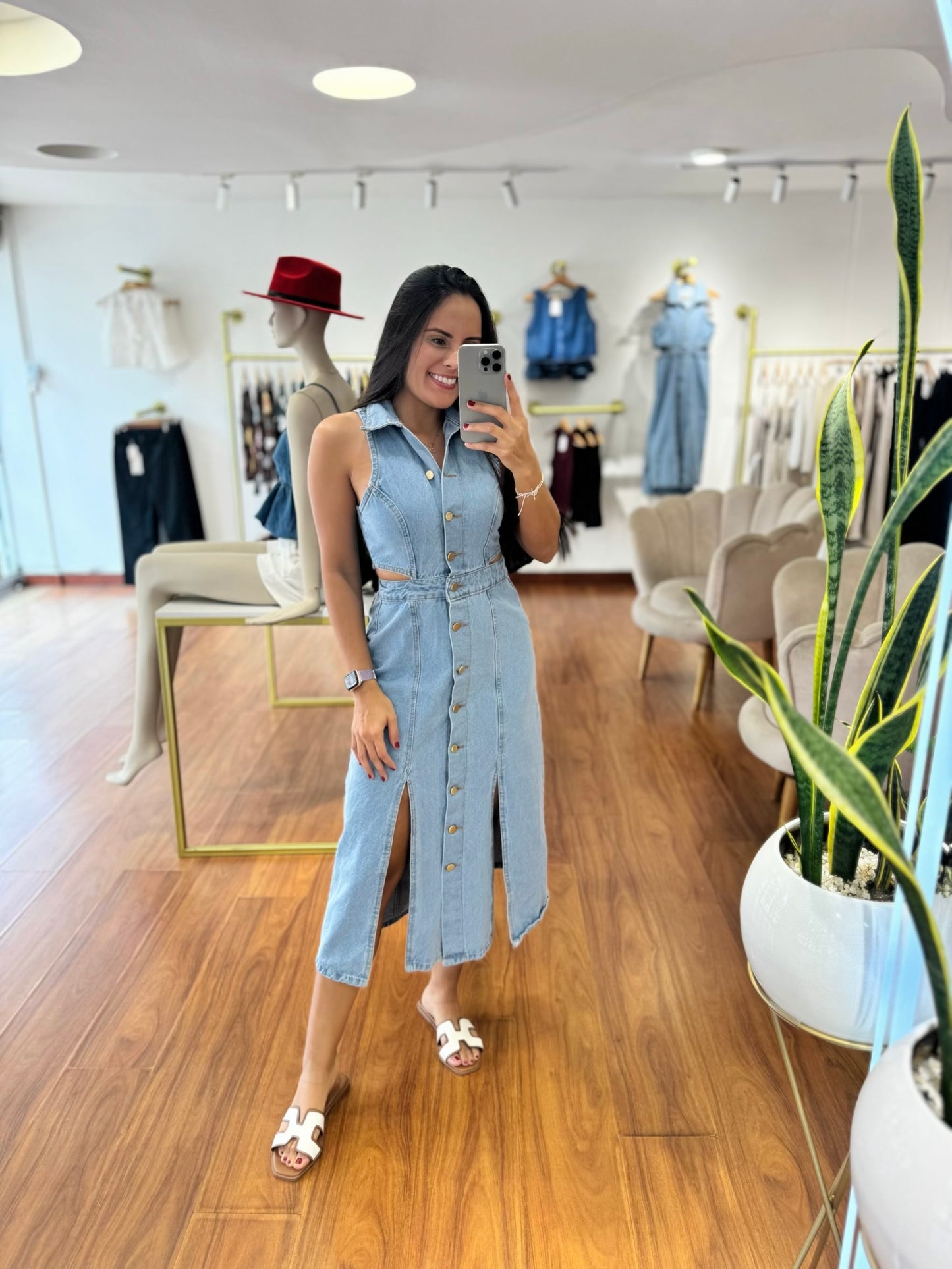 Vestido en Jean largo claro