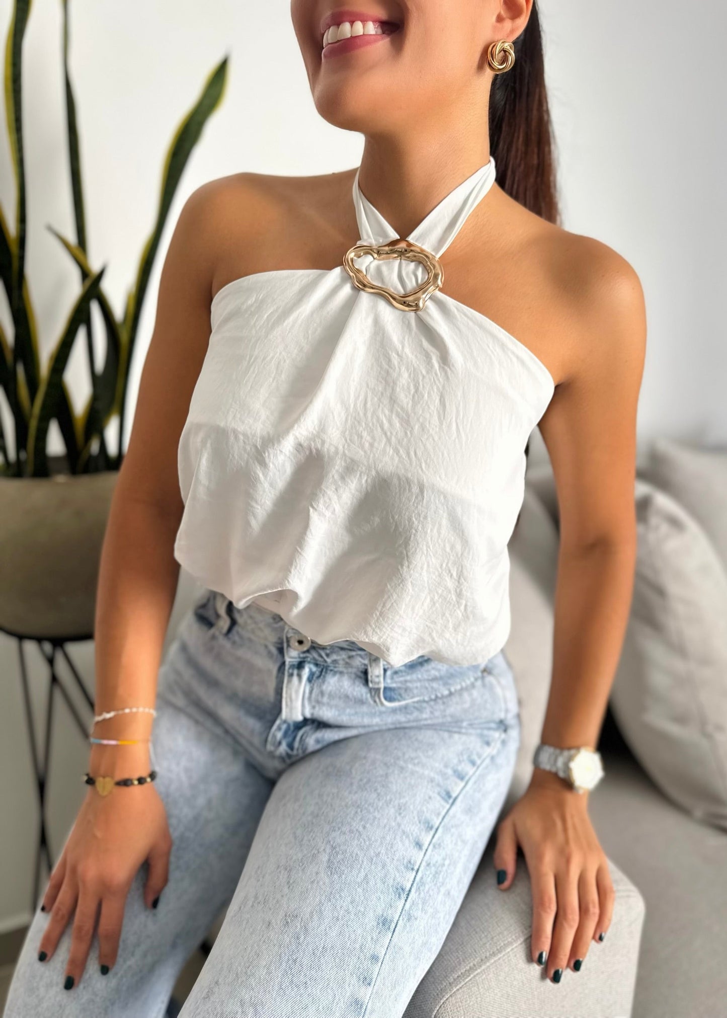 Blusa halter blanca