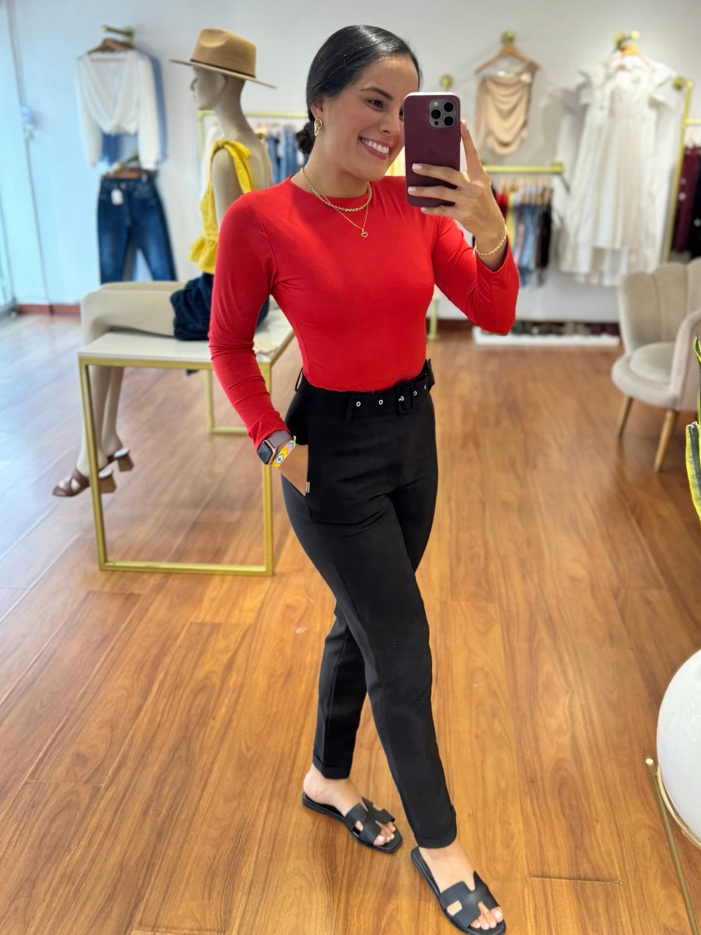 Body manga larga rojo