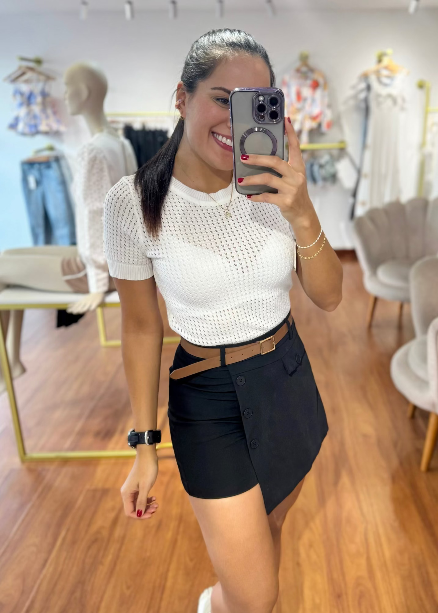 Falda short Milano negra