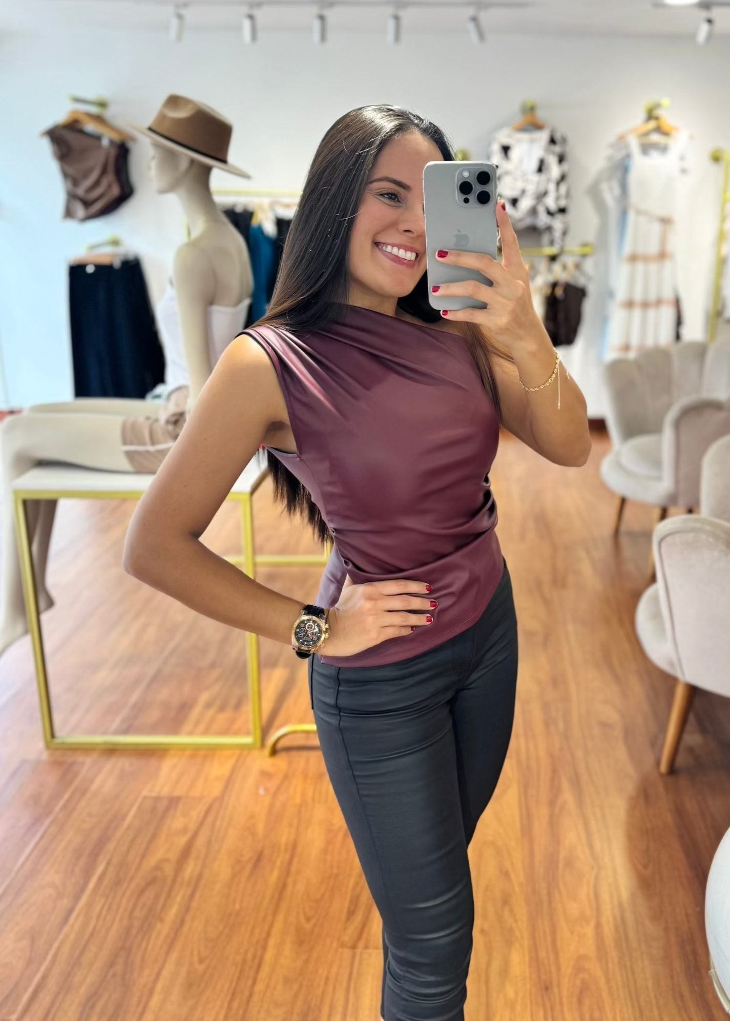 Blusa Dakota medio beso vino tinto