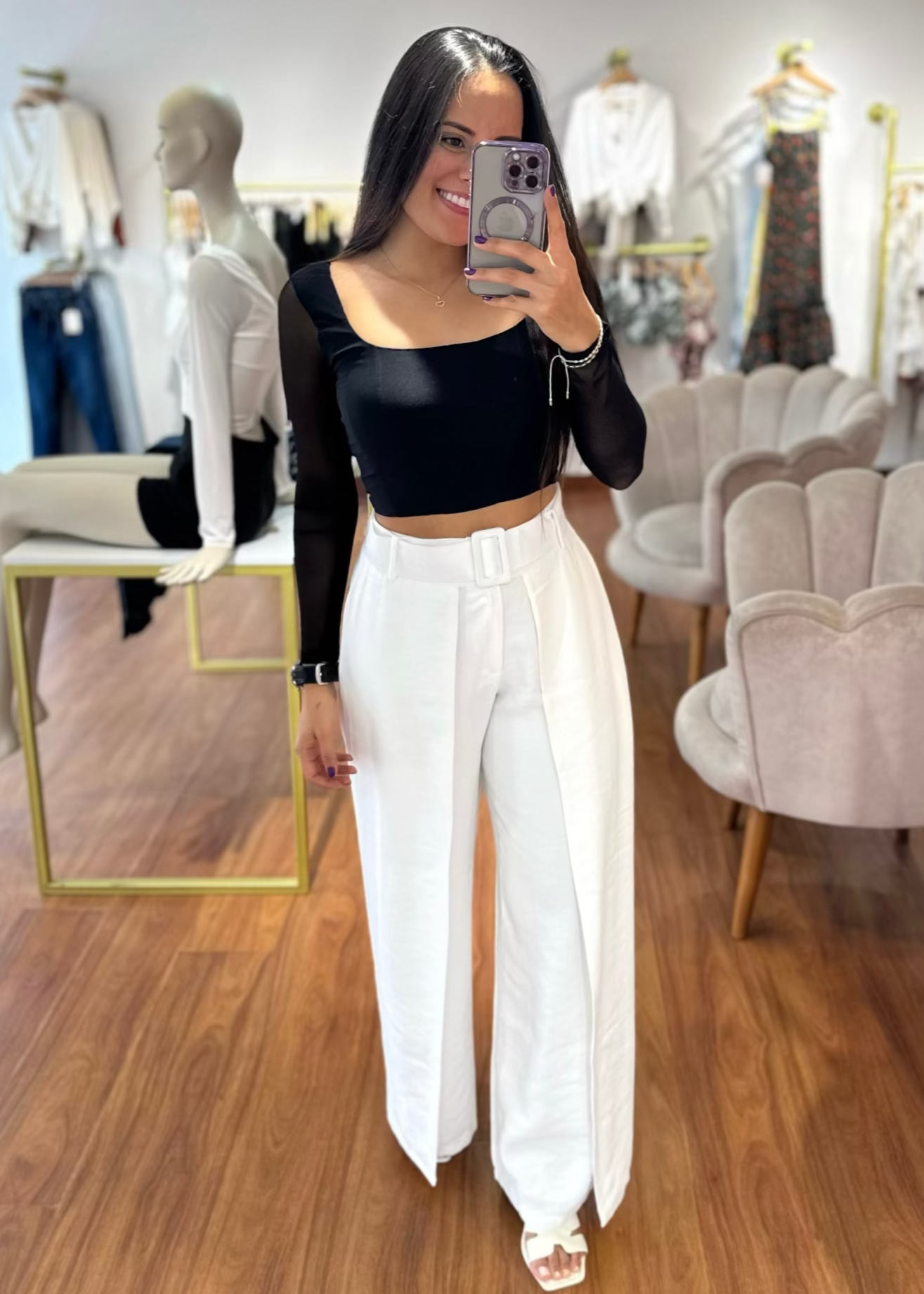 Pantalón Zafiro con cinturón blanco